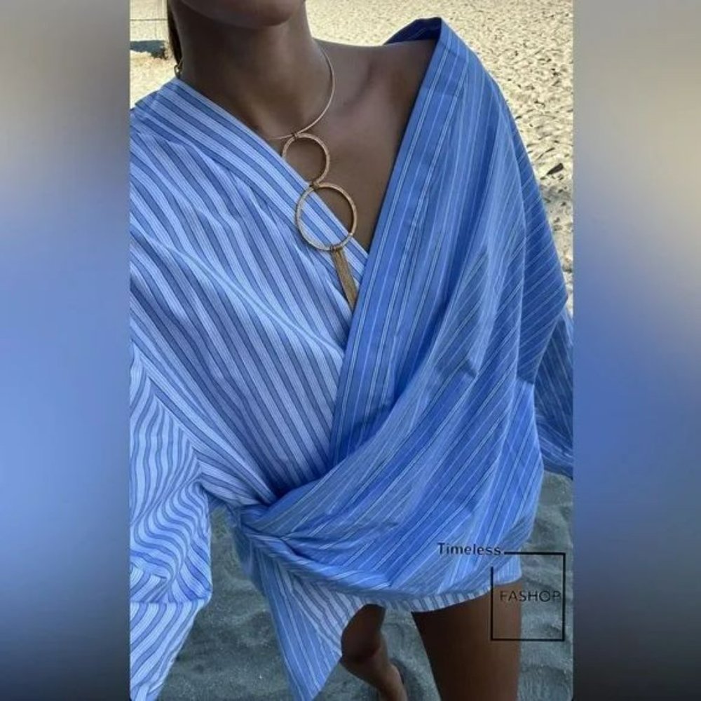 ZARA POPLIN WRAP SHIRT - Picture 10 of 10